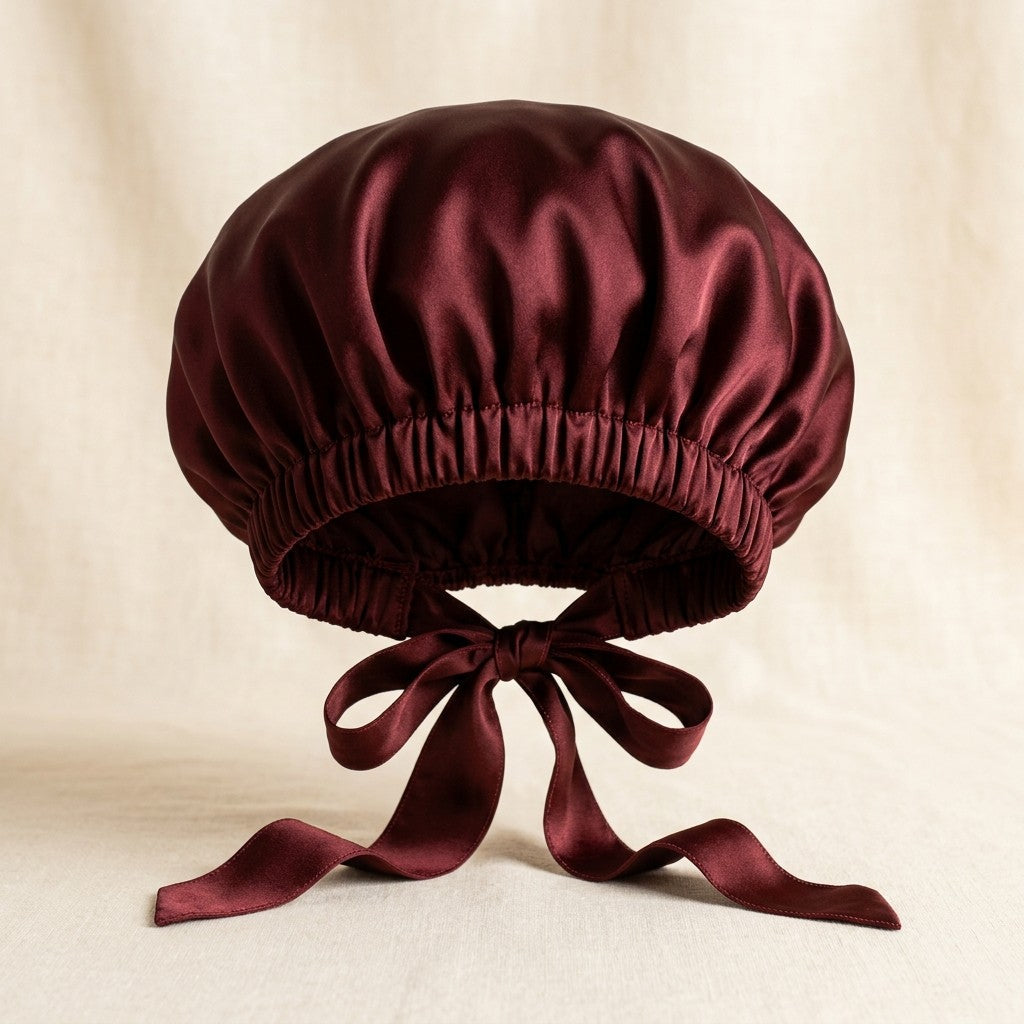 Oxblood silk sleeping cap