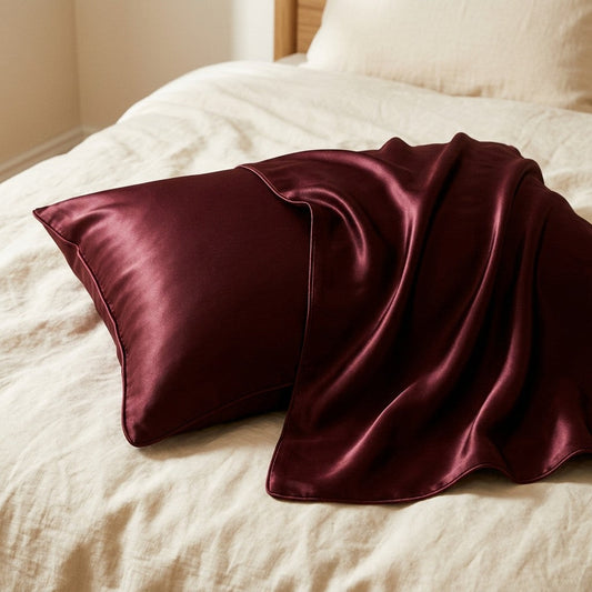 Oxblood mulberry silk pillowcase